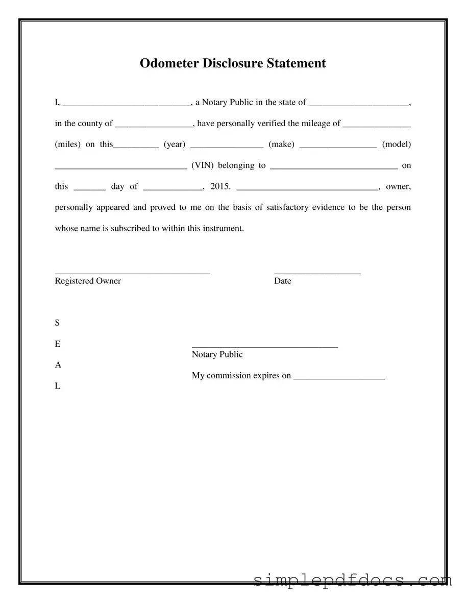 Fill Your Notarized Odometer Statement Form