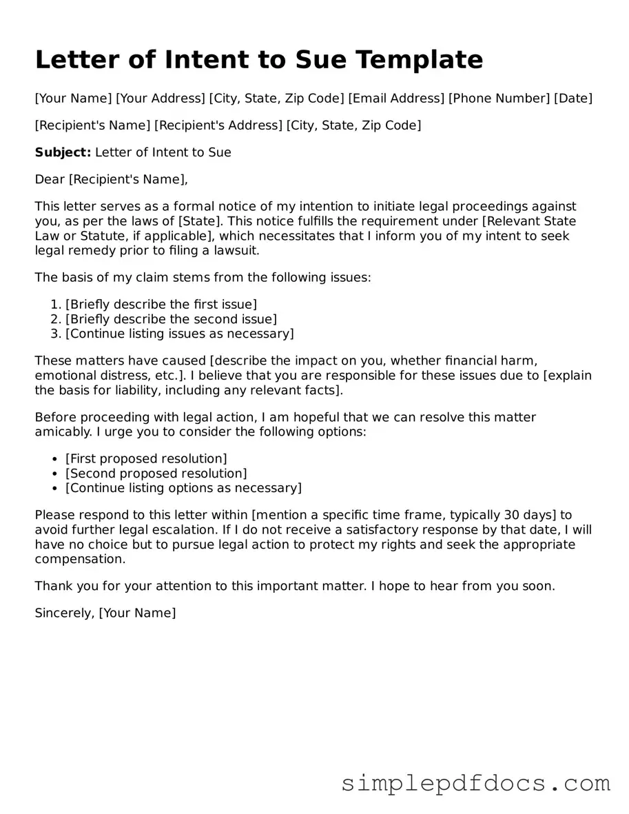 Attorney-Approved Letter of Intent to Sue Form