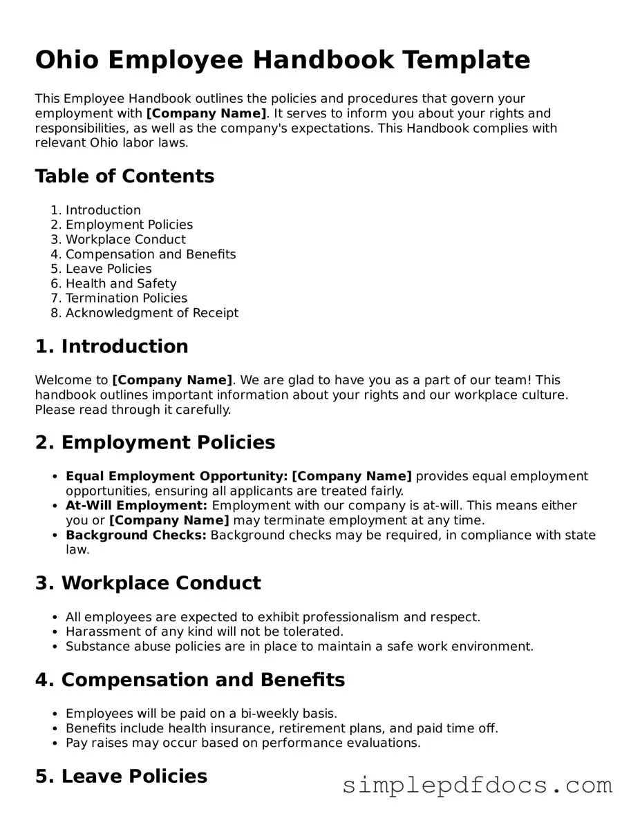 Legal Employee Handbook Document for the State of Ohio