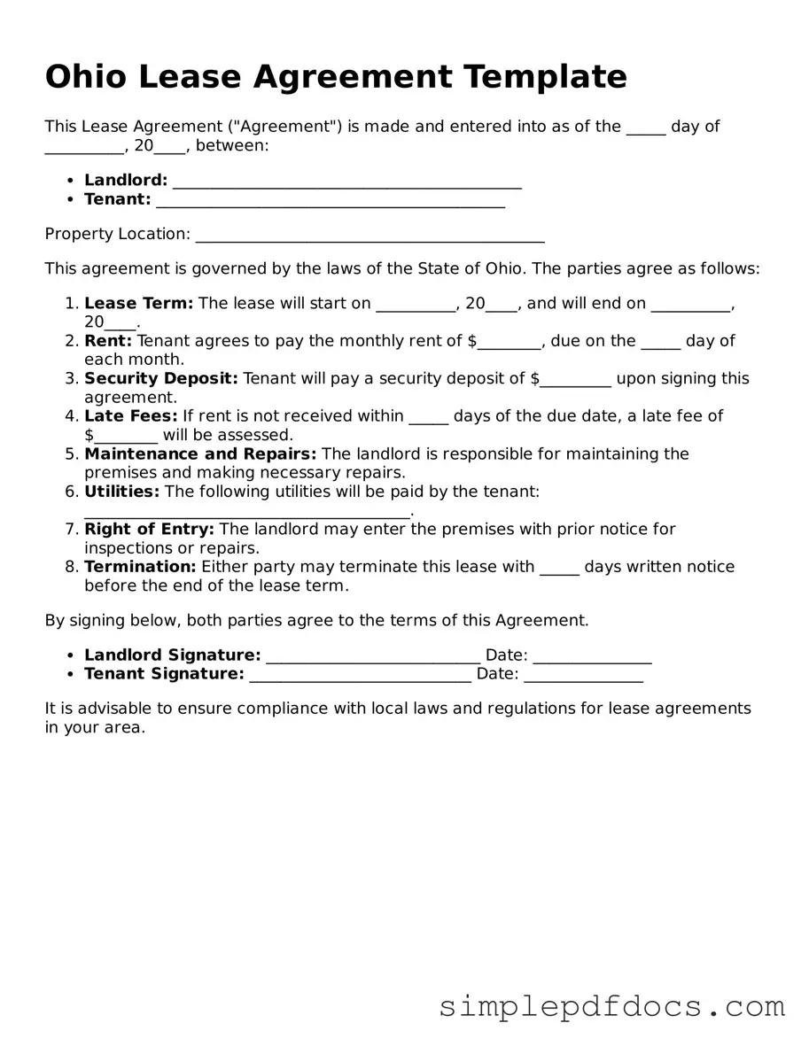 Legal Lease Agreement Document for the State of Ohio