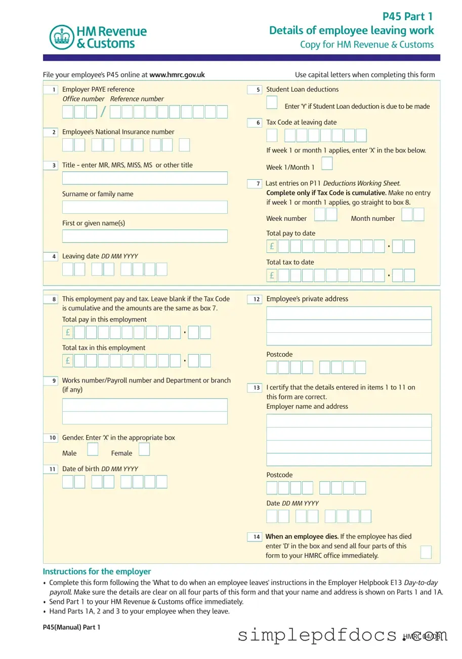 Fill Your P 45 It Form