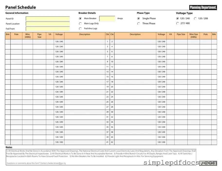 Fill Your Electrical Panel Schedule Form