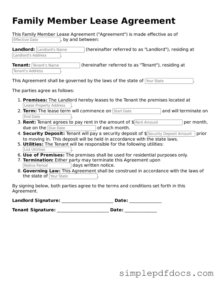 Attorney-Approved Family Member Lease Agreement Form