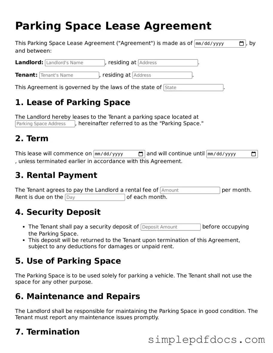 Attorney-Approved Parking Space Lease Agreement Form
