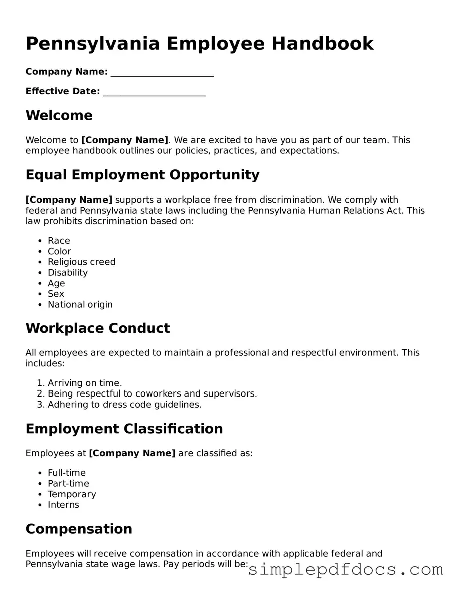 Legal Employee Handbook Document for the State of Pennsylvania