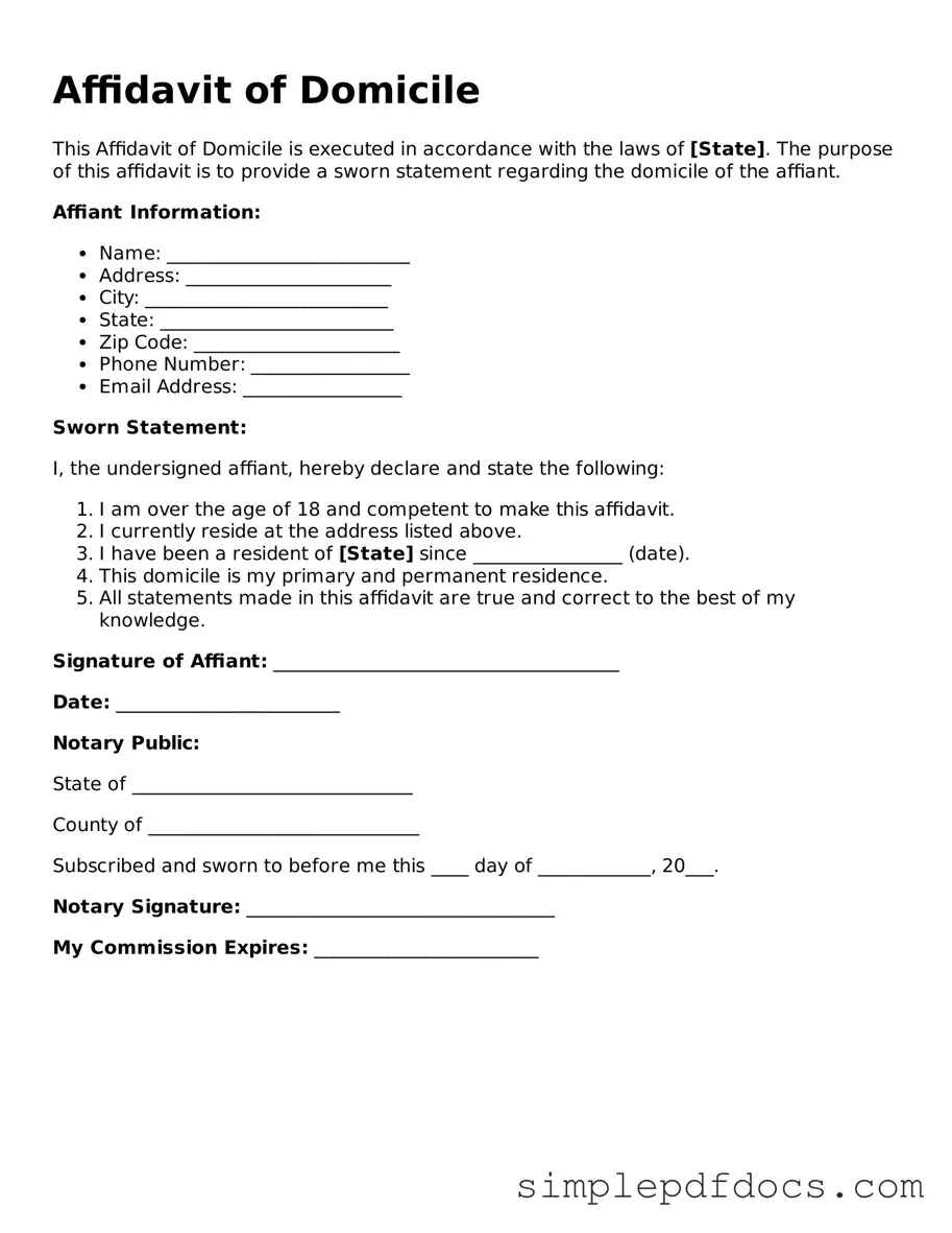 Attorney-Approved Affidavit of Domicile Form