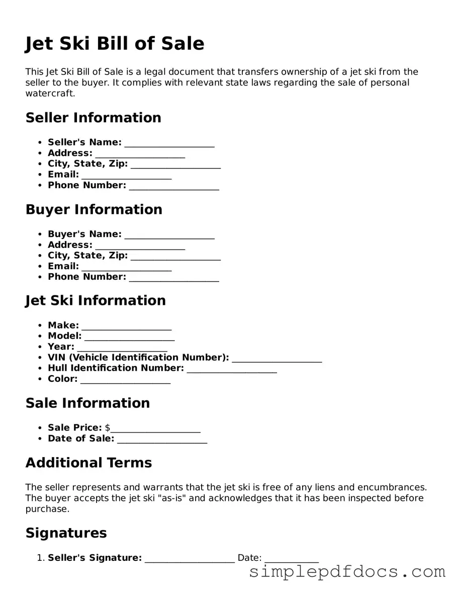 Attorney-Approved Jet Ski Bill of Sale Form
