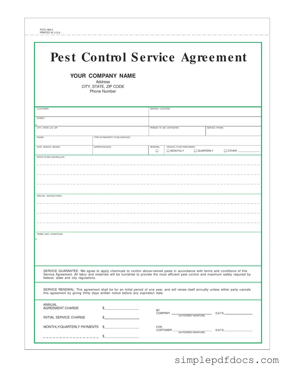 Fill Your Pest Control Contract Form