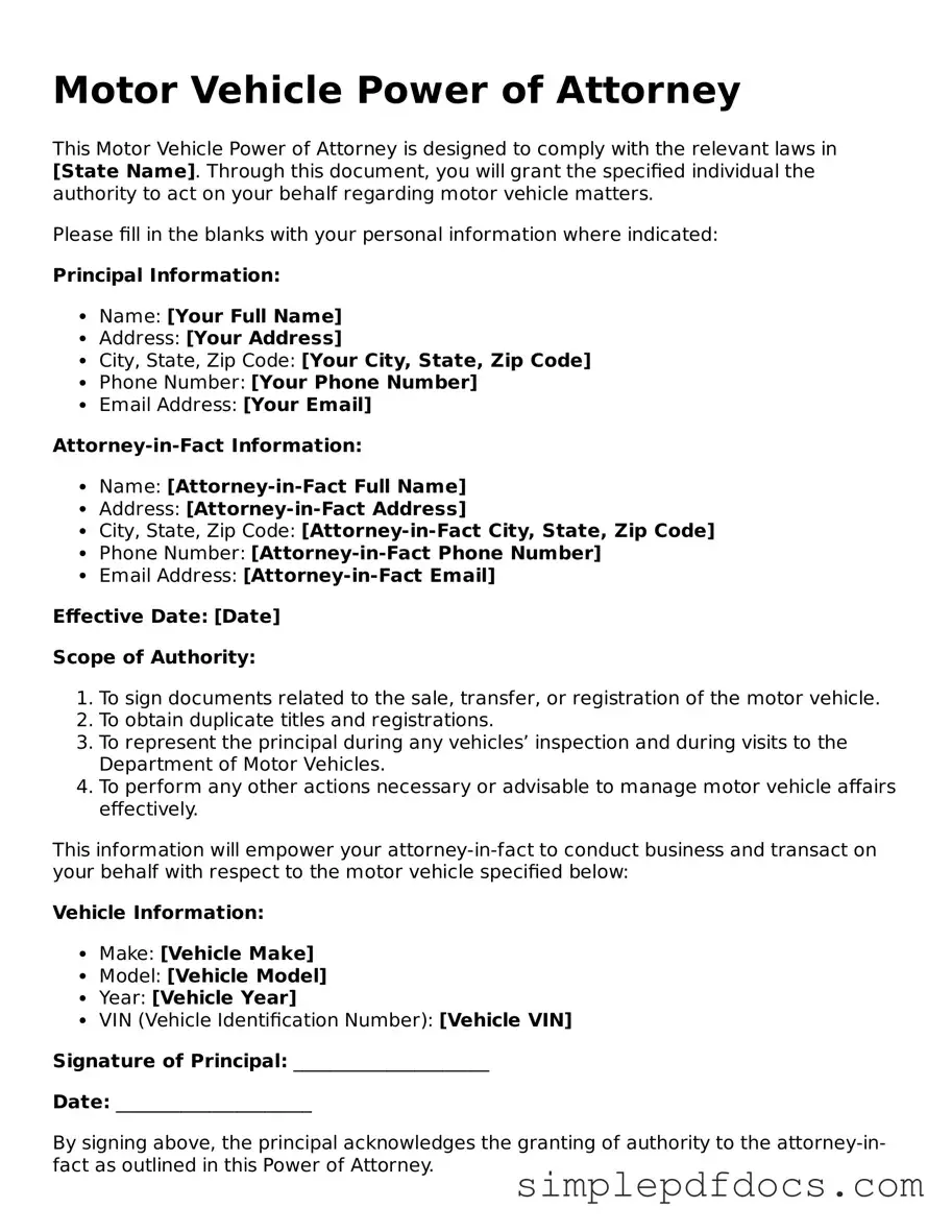 Attorney-Approved Motor Vehicle Power of Attorney Form