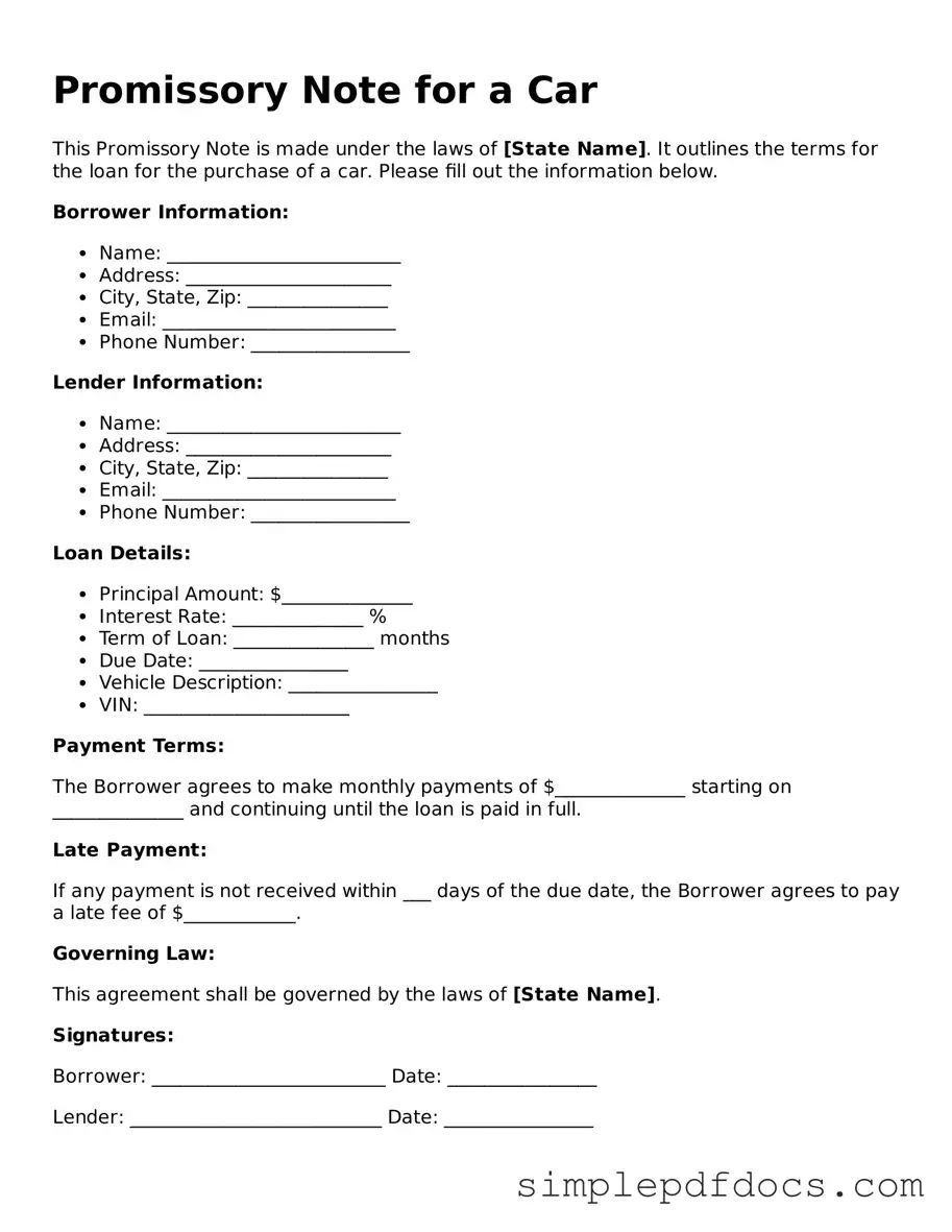 Attorney-Approved Promissory Note for a Car Form
