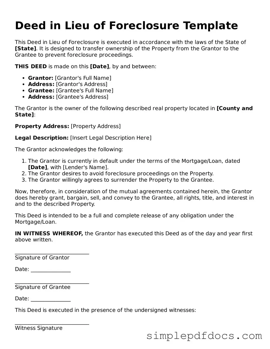Attorney-Approved Deed in Lieu of Foreclosure Form