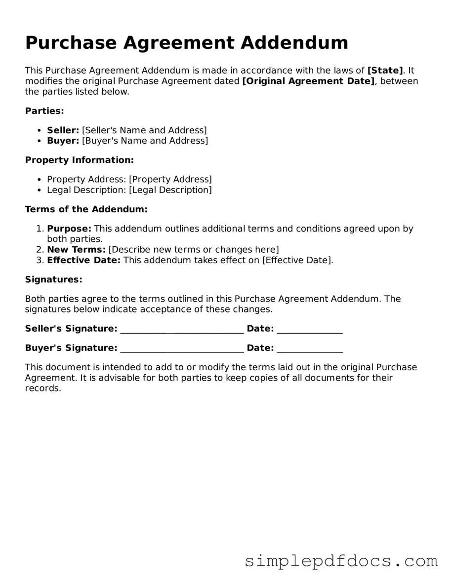Attorney-Approved Purchase Agreement Addendum Form