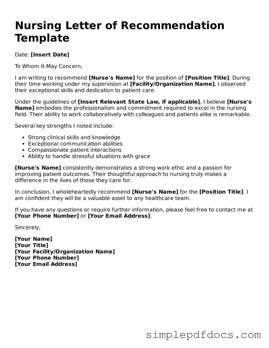 Attorney-Approved Nursing Letter of Recommendation Form