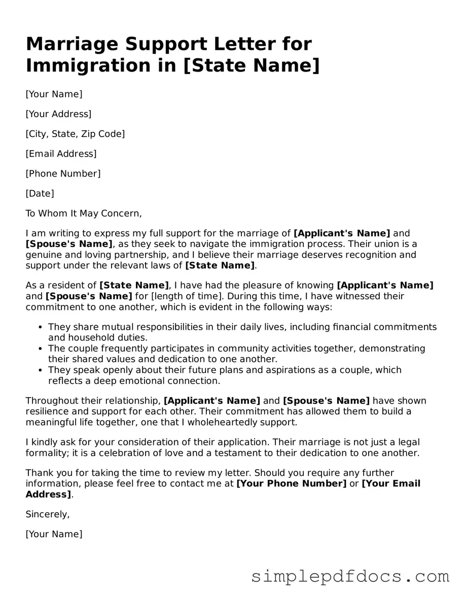 Attorney-Approved Marriage Support Letter for Immigration Form