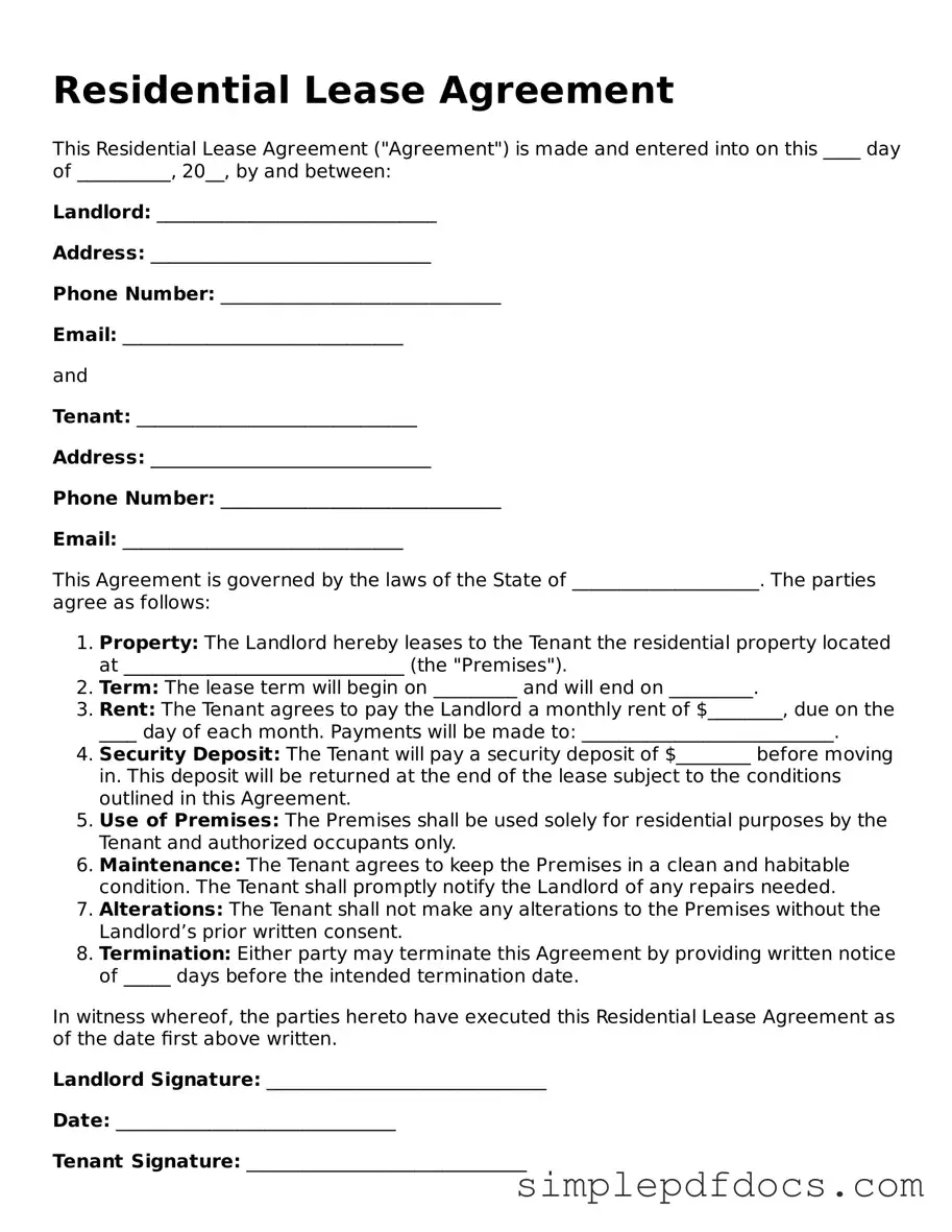 Attorney-Approved Lease Agreement Form