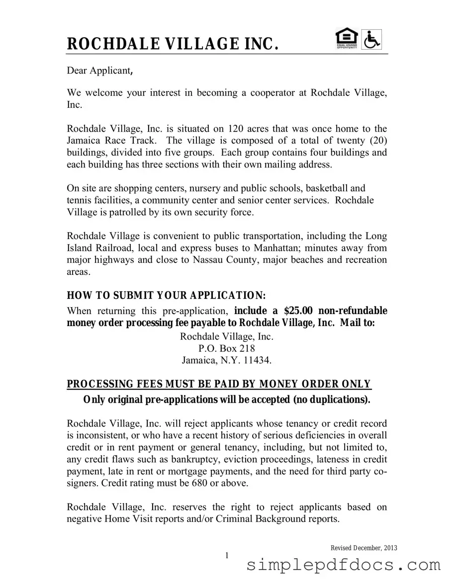 Fill Your Rochdale village application Form