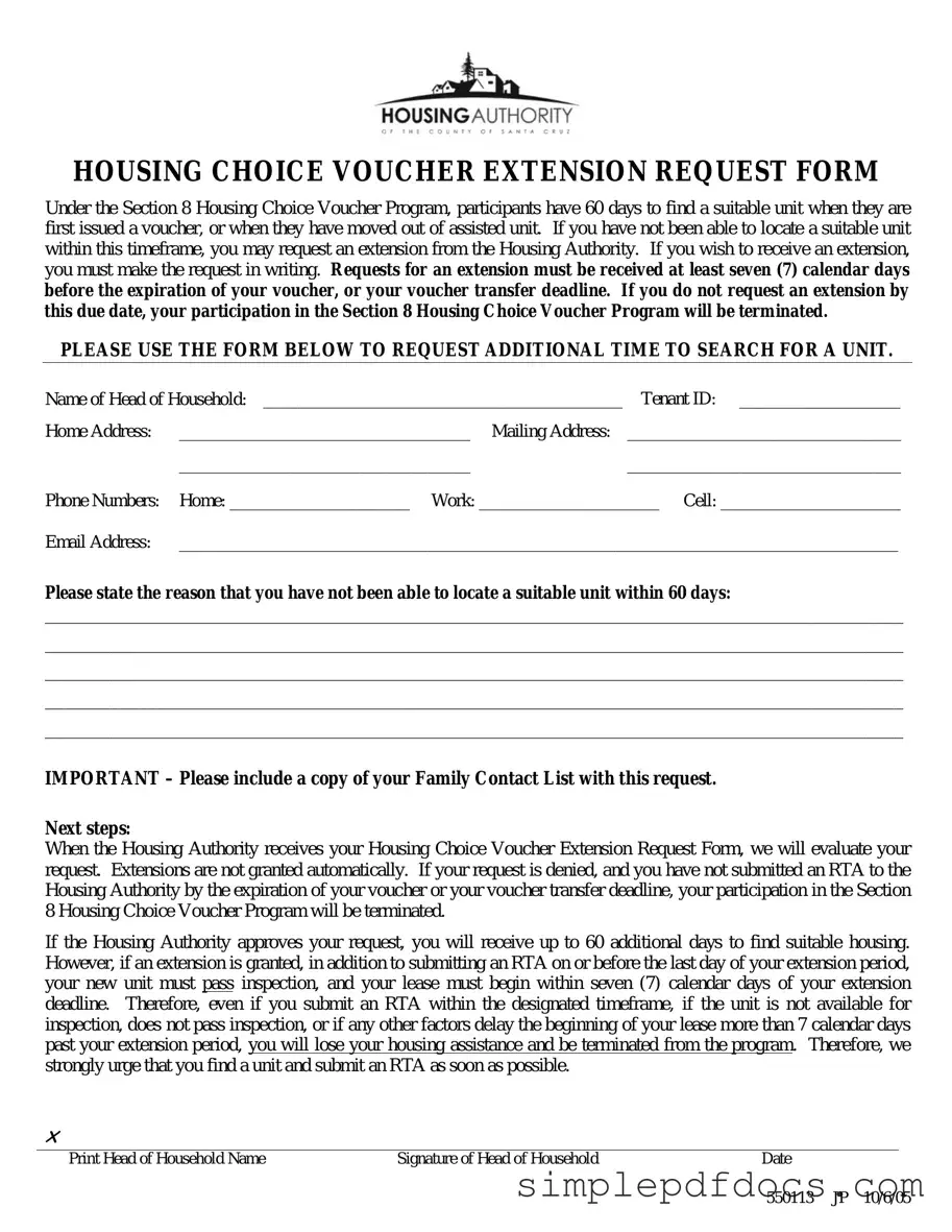 Fill Your Section 8 Voucher Extension Form