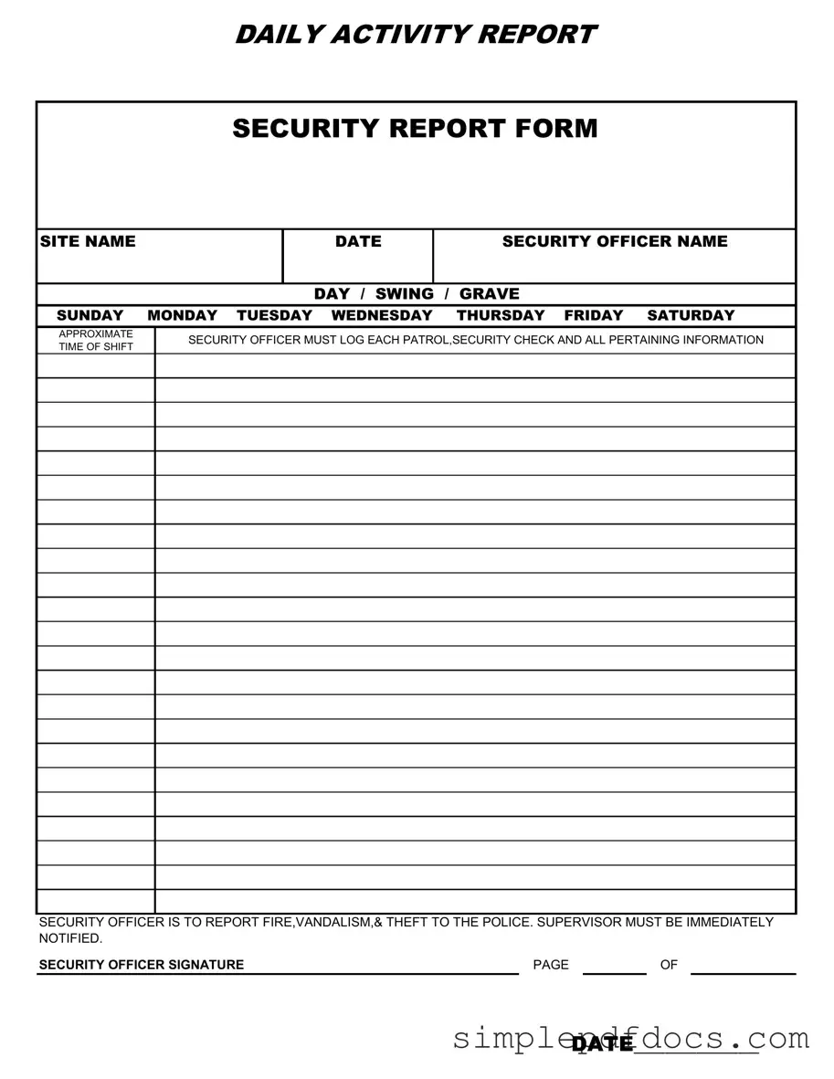 Fill Your Security Guard Daily Report Sample Form