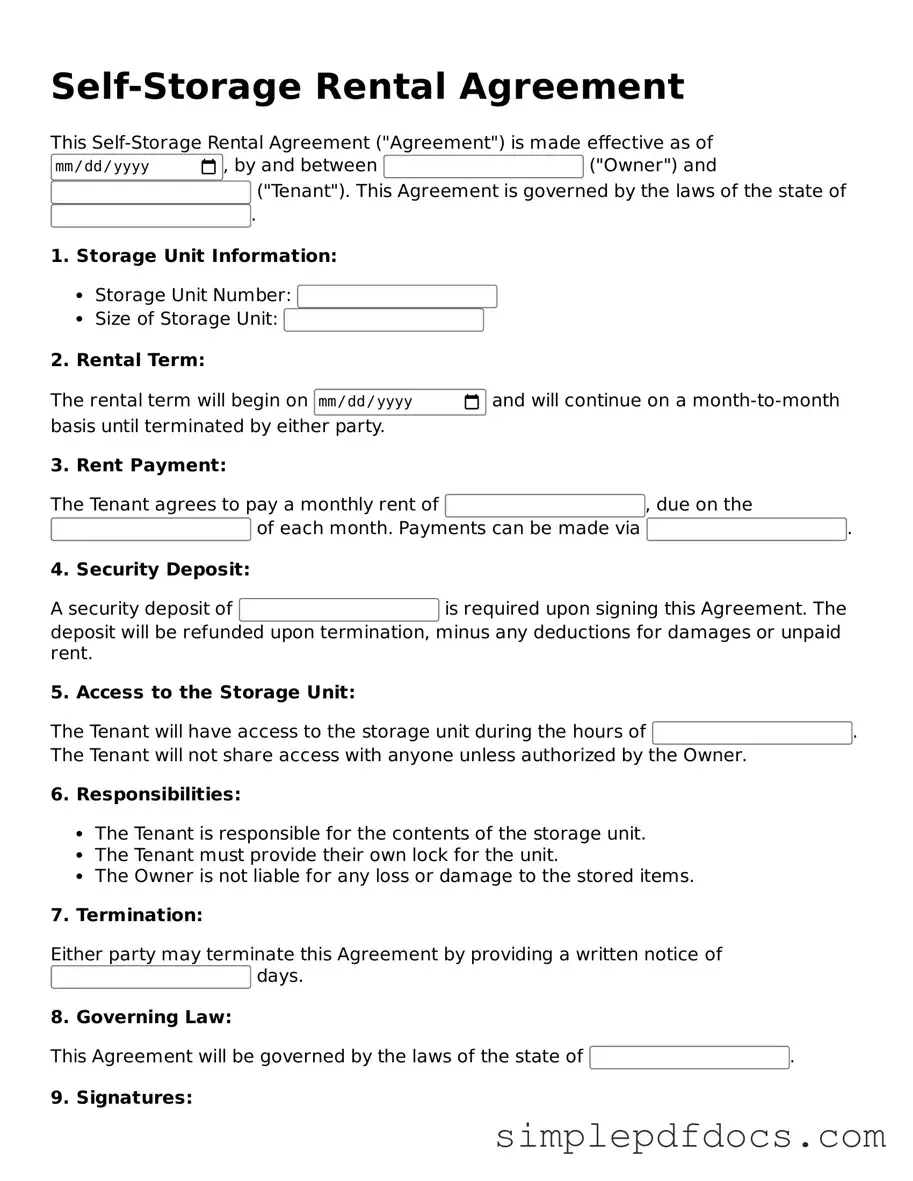 Attorney-Approved Self-Storage Rental Agreement Form