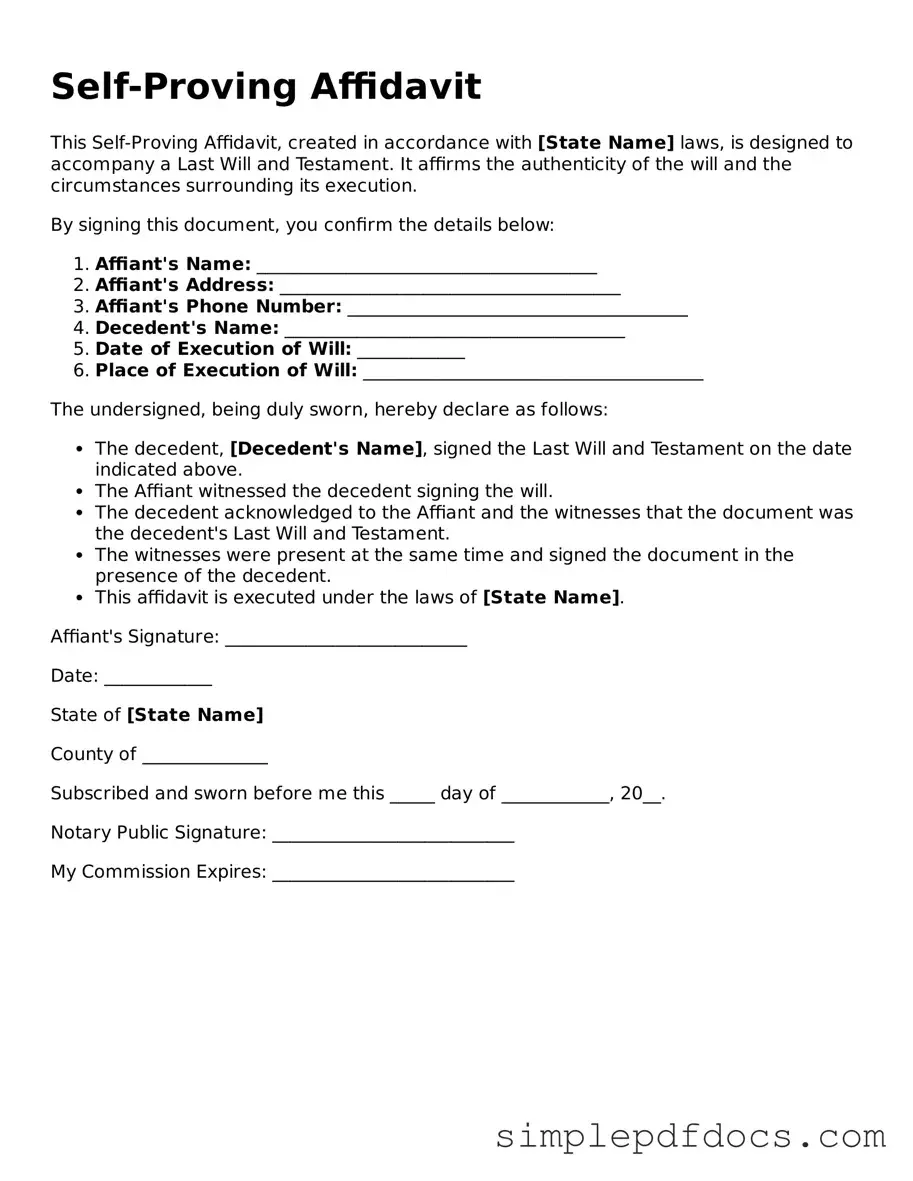Attorney-Approved Self-Proving Affidavit Form