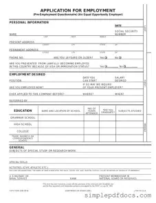 Fill Your Employment Application Pdf Form