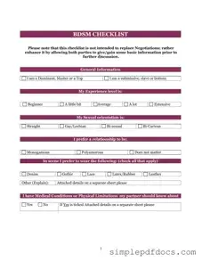 Fill Your Bdsm Checklist Form