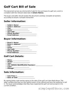 Attorney-Approved Golf Cart Bill of Sale Form