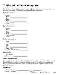 Attorney-Approved Trailer Bill of Sale Form