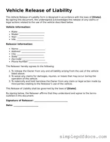 Attorney-Approved Vehicle Release of Liability Form