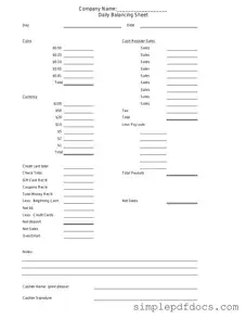 Fill Your Cash Drawer Count Sheet Form