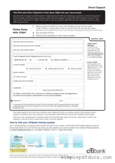 Fill Your Citibank Direct Deposit Form