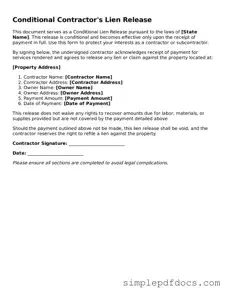 Attorney-Approved Conditional Contractor’s Lien Release Form