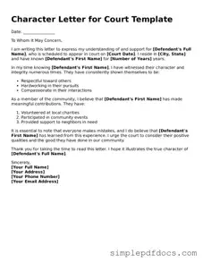 Attorney-Approved Character Letter for Court Form