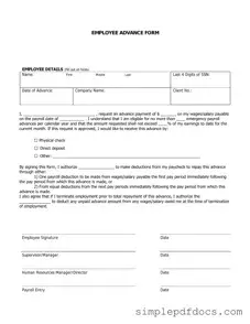 Fill Your Employee Advance Form
