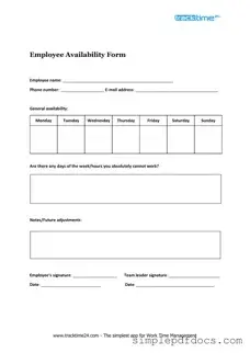 Fill Your Employee Availability Form