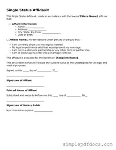 Attorney-Approved Single Status Affidavit Form