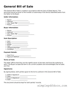 Attorney-Approved General Bill of Sale Form