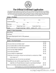 Fill Your Girlfriend Application Form