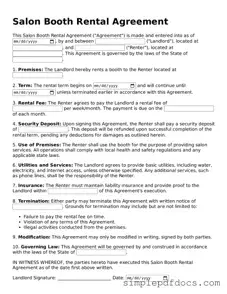 Attorney-Approved Salon Booth Rental Agreement Form