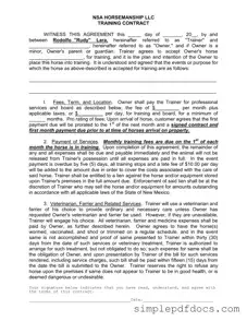 Fill Your Horse Training Contract Form