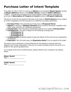 Attorney-Approved Purchase Letter of Intent Form