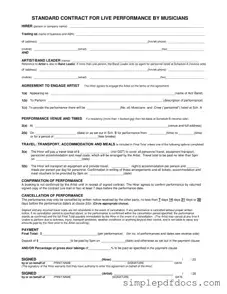 Fill Your Live Performance Contract Form