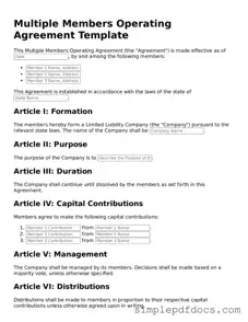 Attorney-Approved Multiple Members Operating Agreement Form