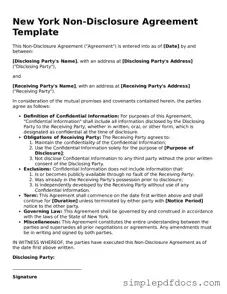 Legal Non-disclosure Agreement Document for the State of New York