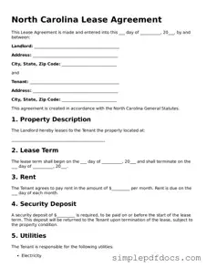 Legal Lease Agreement Document for the State of North Carolina