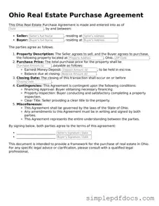 Legal Real Estate Purchase Agreement Document for the State of Ohio