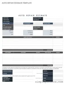 Fill Your Auto Repair Estimate Form