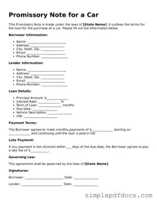 Attorney-Approved Promissory Note for a Car Form