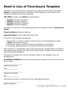 Attorney-Approved Deed in Lieu of Foreclosure Form