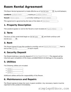 Attorney-Approved Room Rental Agreement Form